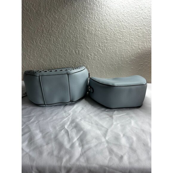 Sole Society Eppie Perforated Faux Leather Blue Satchel Crossbody w/ Hang Tag - Picture 8 of 12